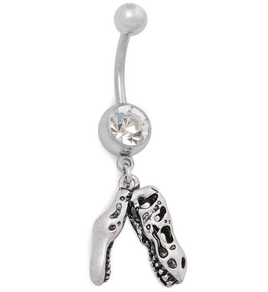 T-Rex Dinosaur Dangle Belly Button Ring - Main Image