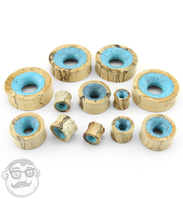 Tamarind Wooden Tunnels with Blue Resin Inlay