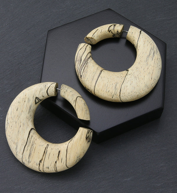 Tamarind Wood Fake Gauge Hoop Earrings