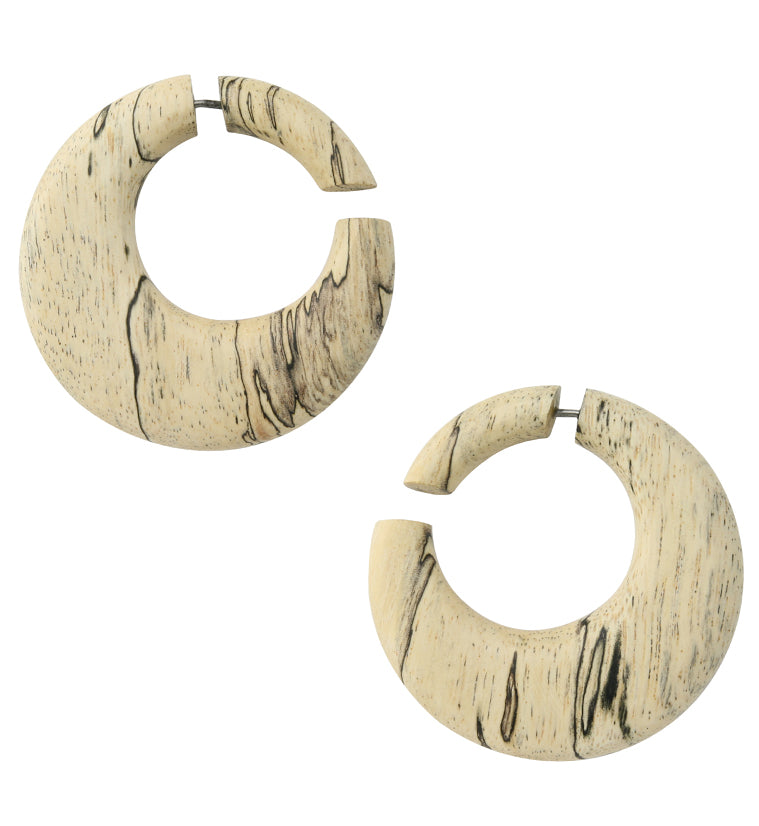 Tamarind Wood Fake Gauge Hoop Earrings