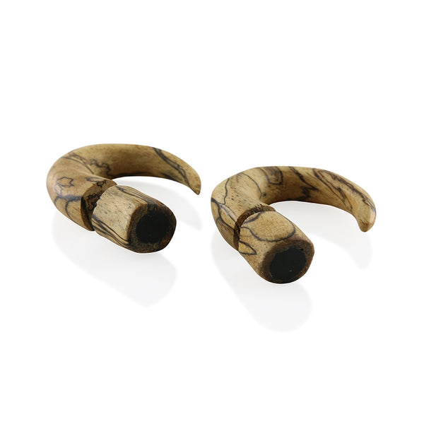 Tamarind Wood Fake Gauge Areng Inlay Circular Tapers Tribal Earrings
