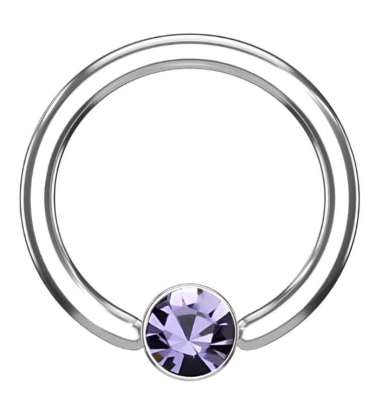 Tanzanite CZ Flat Disk Captive Ring