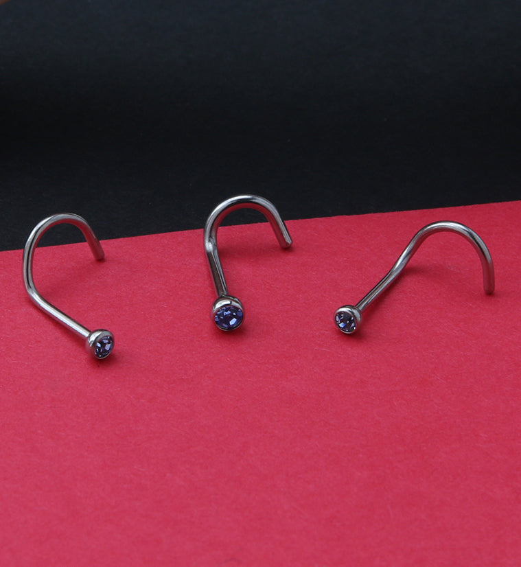 Tanzanite Gem Nose Screw Ring