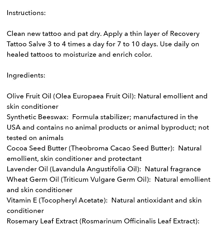 Recovery Aftercare Tattoo Salve