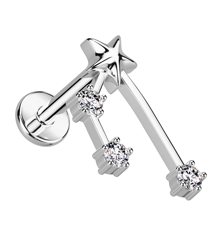 Taurus Constellation Clear CZ Stainless Steel Internally Threaded Labret