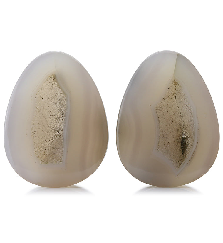 Geode Agate Stone Teardrop Plugs 1 & 3/4" (44mm) Version 1
