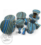 Striped Blue Agate Stone Plugs