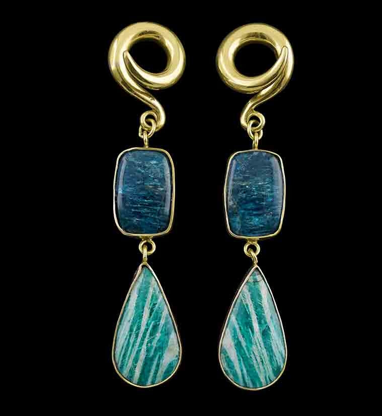 Teardrop Amazonite X Apatite Stone Ear Weights