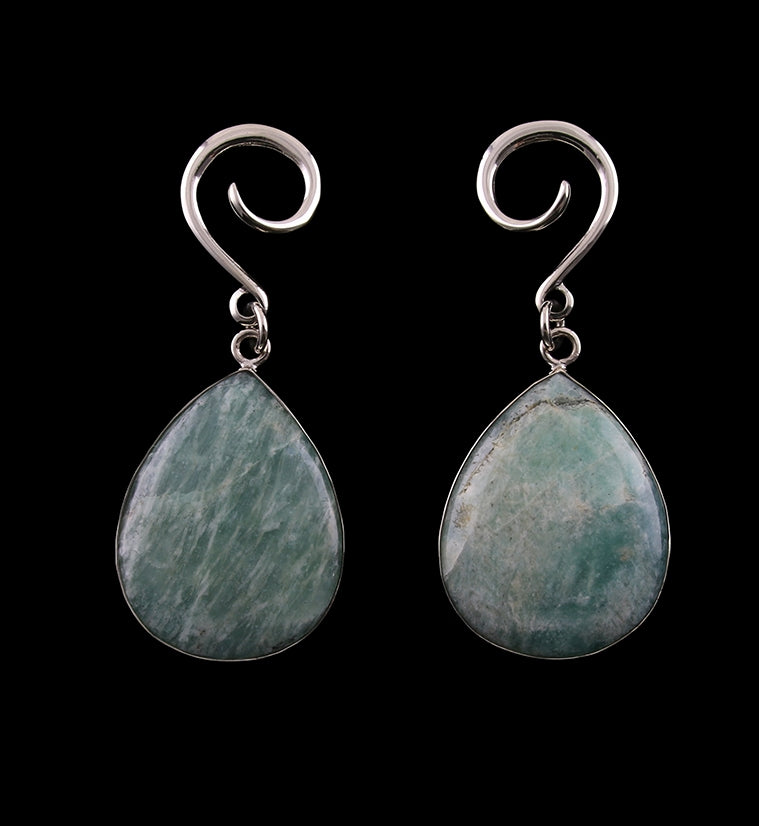 Amazonite Stone Teardrop Ear Weights