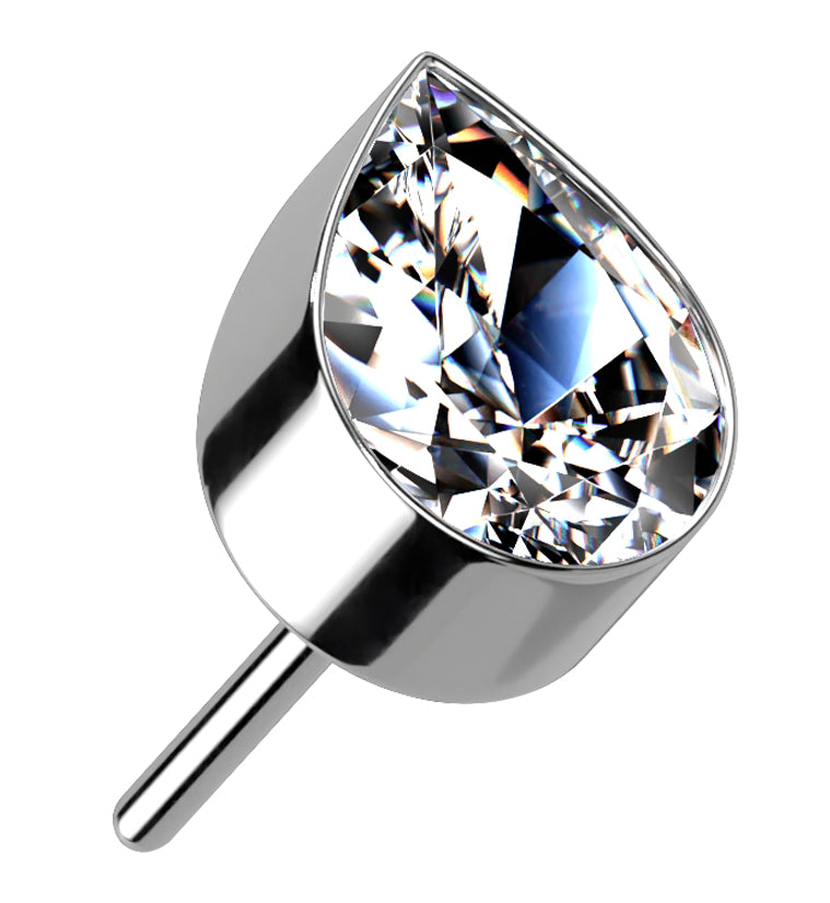 Teardrop CZ Threadless Titanium Top