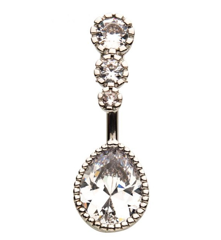 Clear Teardrop Gem Belly Ring