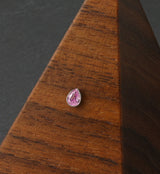 Teardrop Pink CZ Threadless Titanium Top