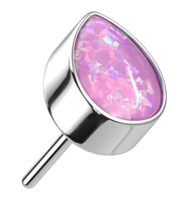 Teardrop Pink Opalite Threadless Titanium Top
