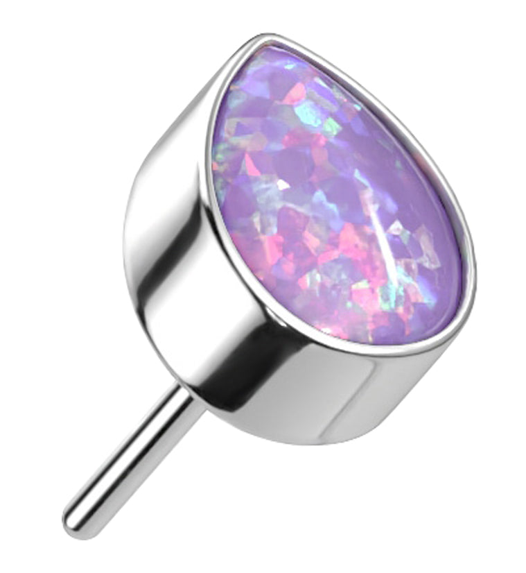 Teardrop Purple Opalite Threadless Titanium Top