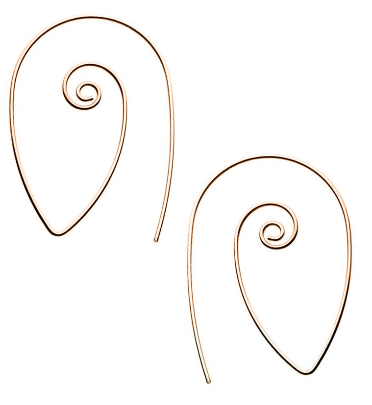 18G Rose Gold Teardrop Spiral Earrings