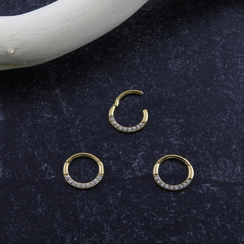 Gold PVD Tenfold CZ Hinged Segment Ring