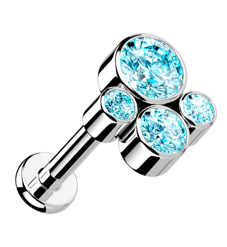 Tetrad Aqua CZ Titanium Labret