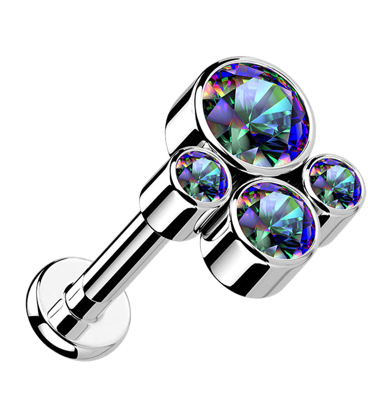 Tetrad Black Aurora CZ Titanium Labret