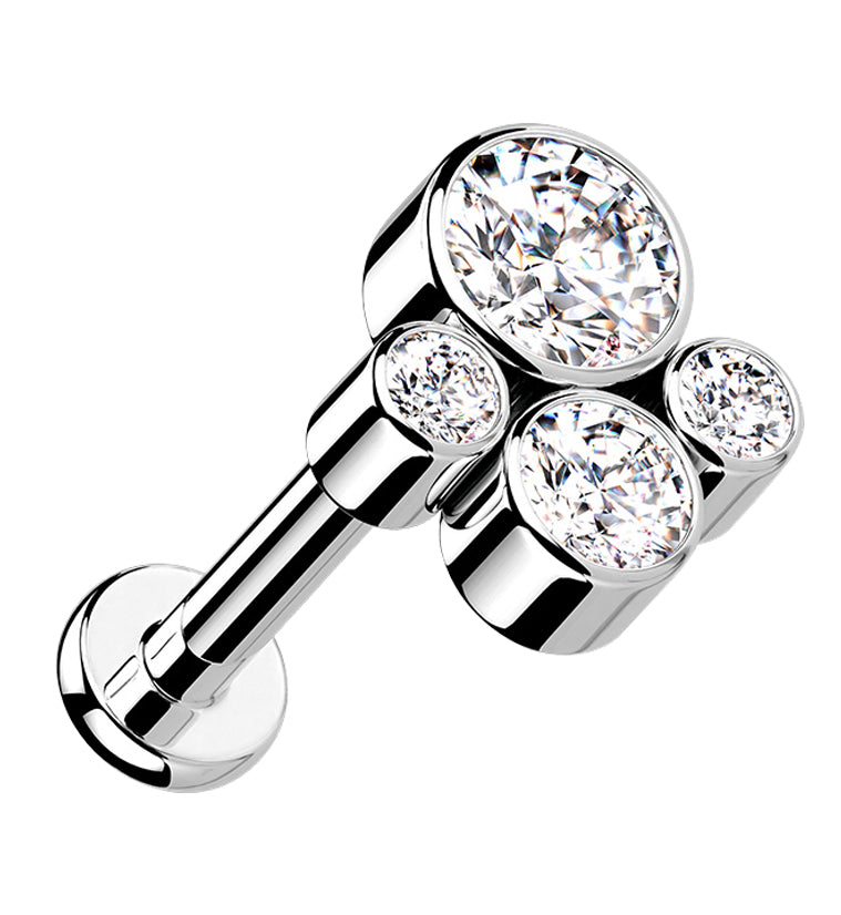 Tetrad Clear CZ Titanium Labret