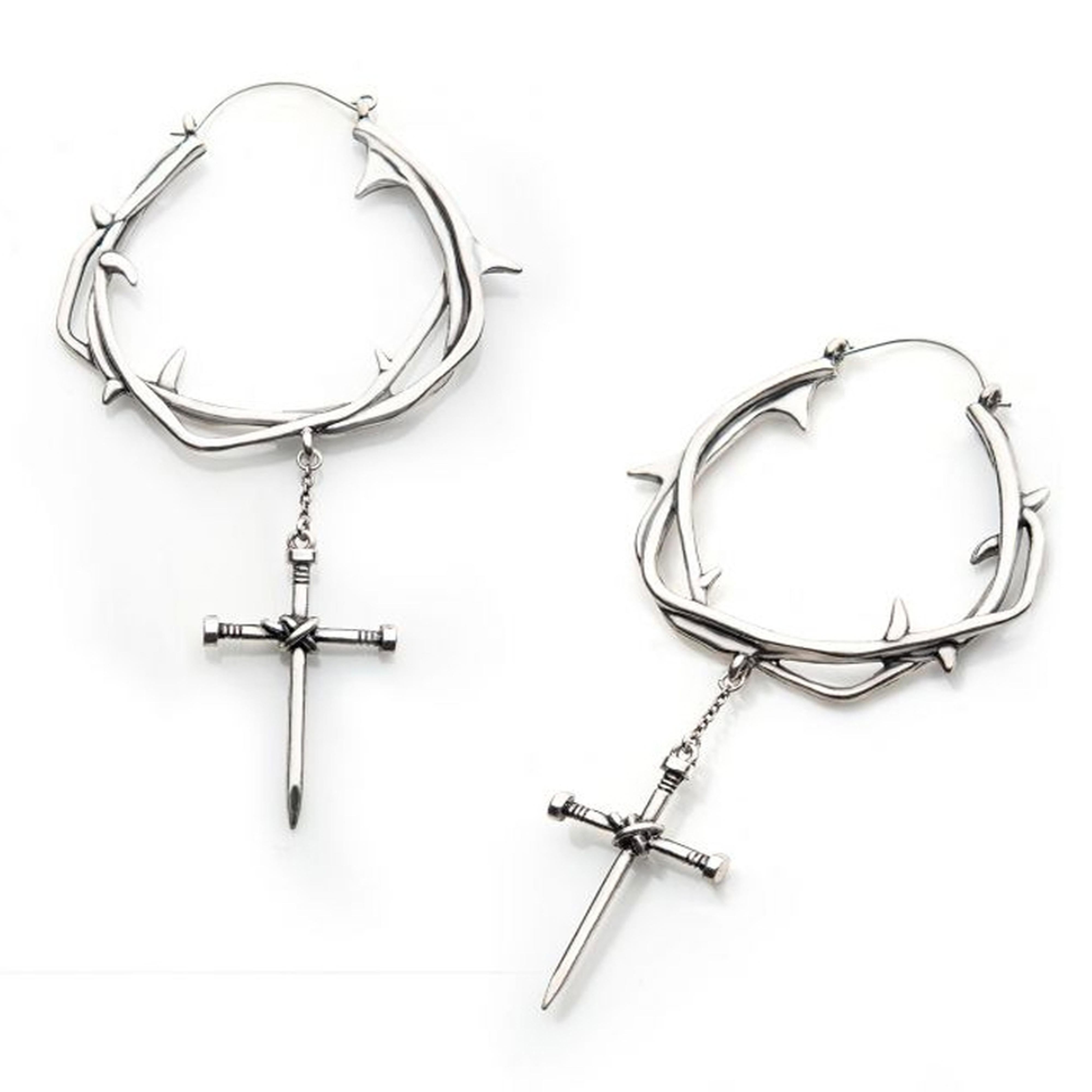 20G Thorn Cross Plug Hoops | UrbanBodyJewelry.com