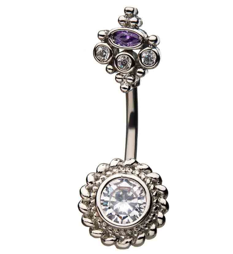 Threaded CZ Disk Belly Ring