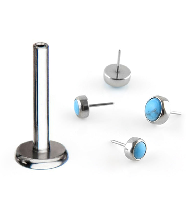 18G Titanium Threadless Labret + Turquoise Howlite Stone Top