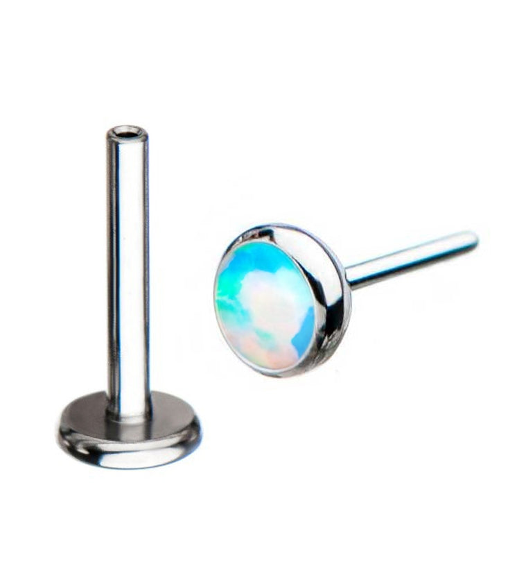 18G Titanium Threadless Labret + White Opalite Top