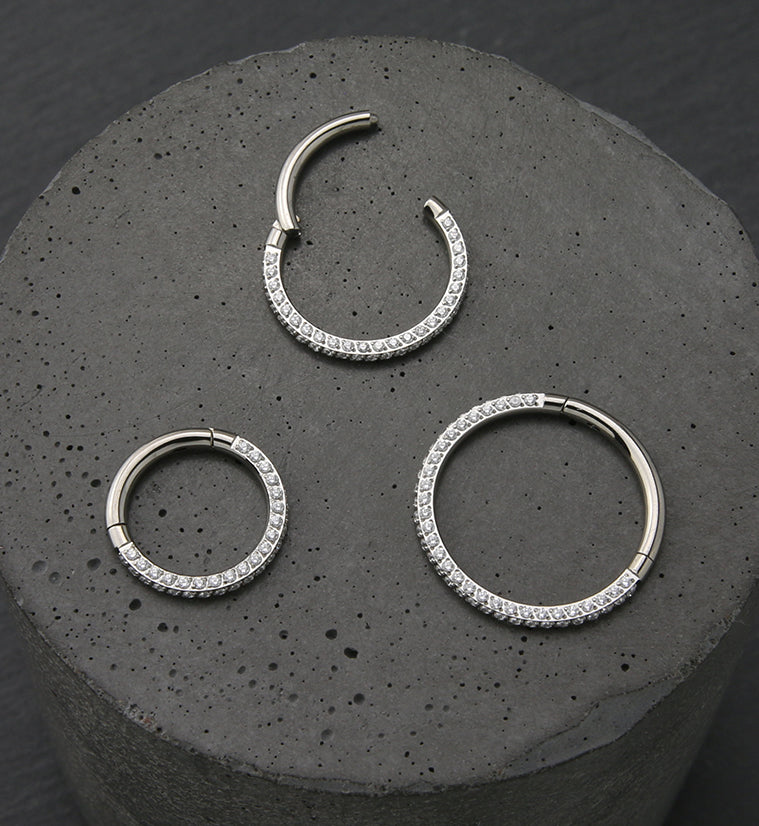 Three Sided CZ Titanium Hinged Segment Ring
