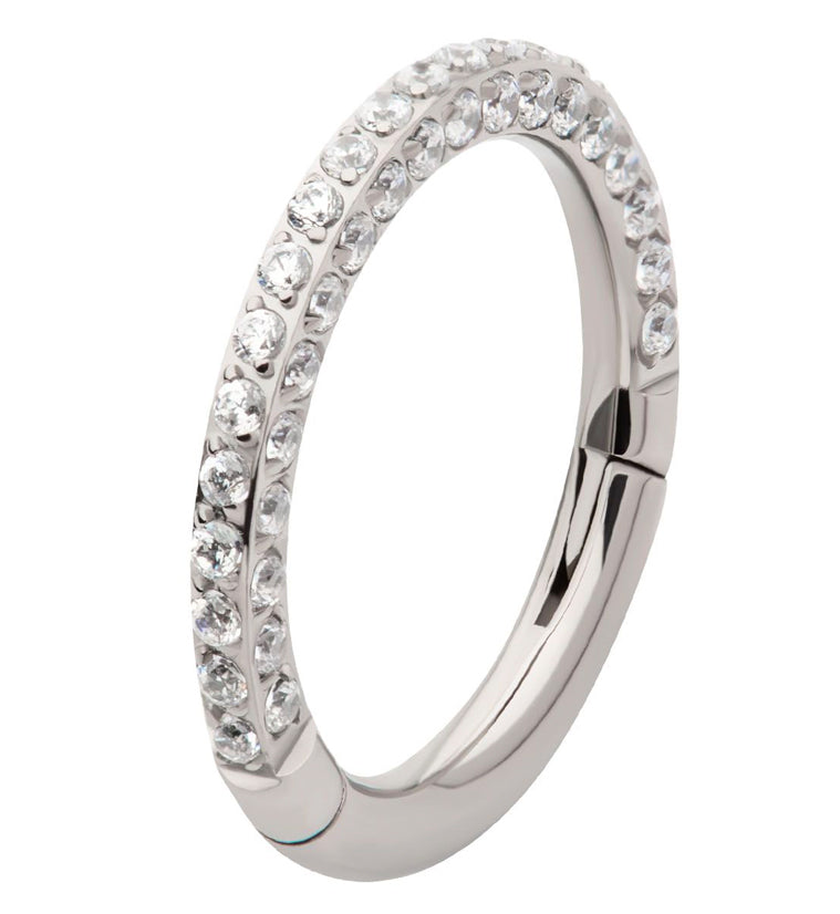 Three Sided CZ Titanium Hinged Segment Ring
