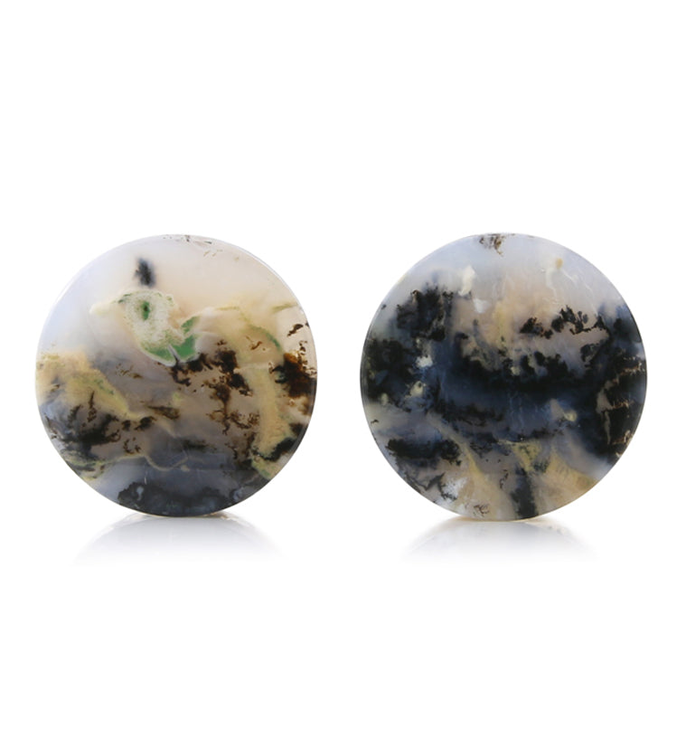 Tiger Agate Dendritic Stone Plugs 3/4" (19.5mm) Version 1