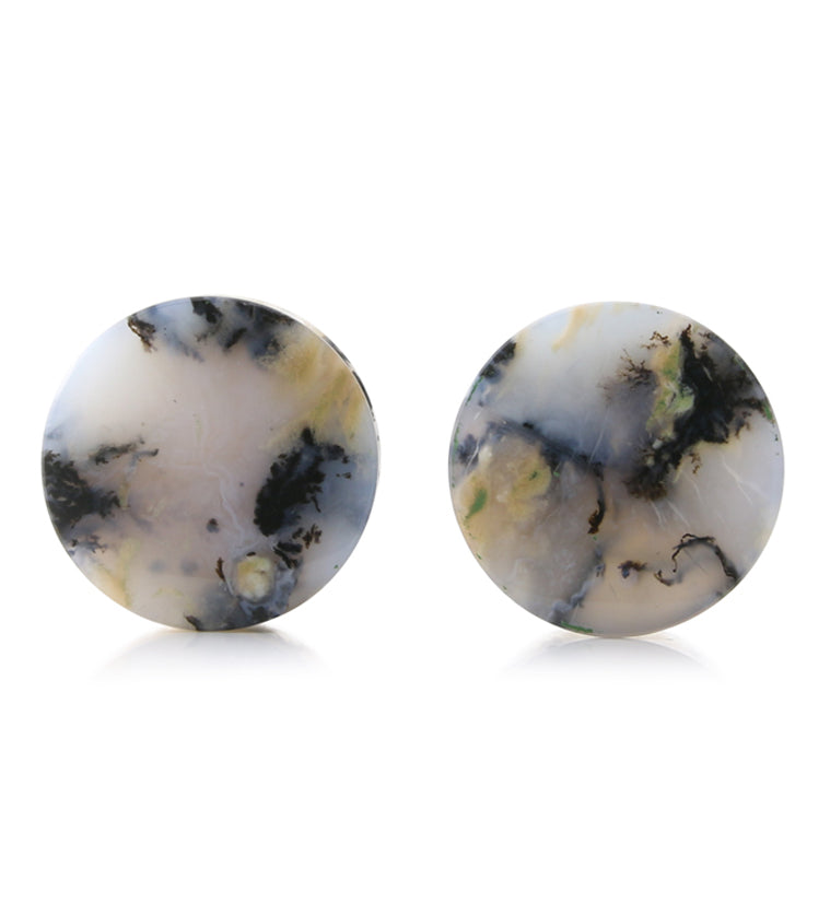 Tiger Agate Dendritic Stone Plugs 3/4" (19.5mm) Version 2