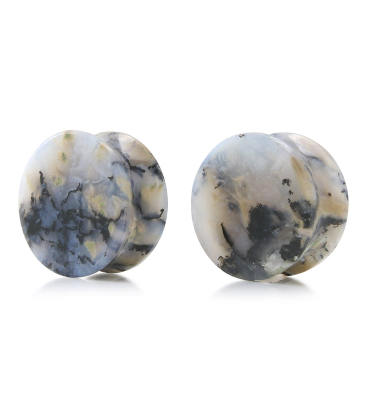 Tiger Agate Dendritic Stone Plugs 3/4" (19mm) Version 3