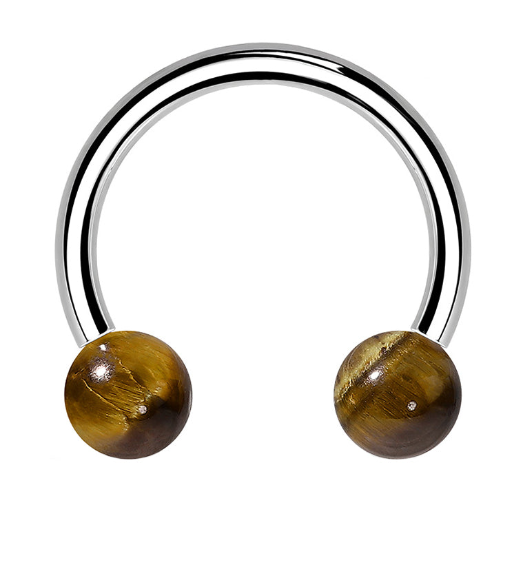 Tiger Eye Stone Circular Barbell