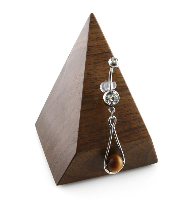 Tigers Eye Stone Orb Belly Button Ring