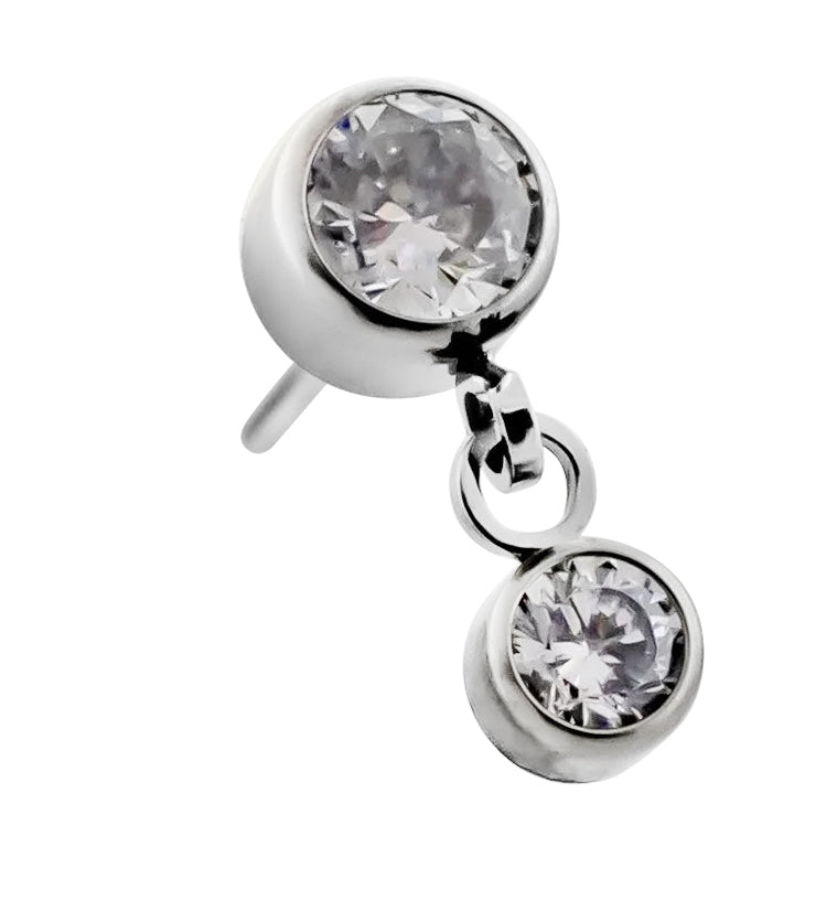 Bezel Less. Top Titanium Dangle Bezel CZ Threadless Top