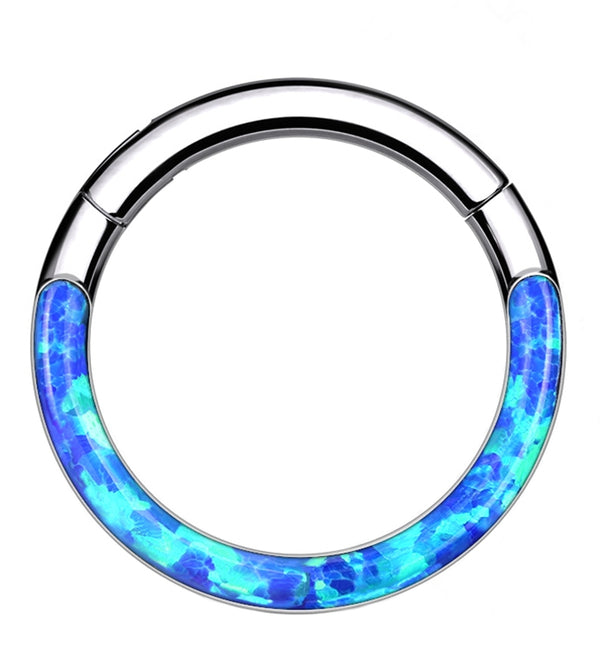 Blue Opalite Frontal Titanium Hinged Segment Ring