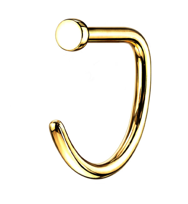 Gold Titanium Flat Nose Curve Ring