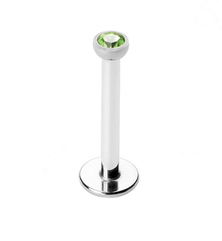 Green CZ Titanium Internally Threaded Flat Back Post