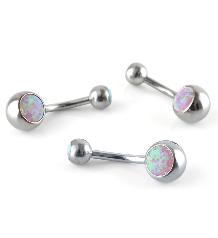 Pink Opal Titanium Belly Button Ring