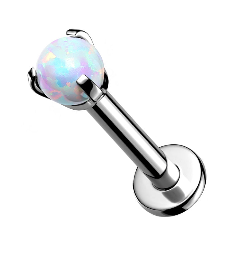 16G White Opalite Prong Ball Titanium Labret