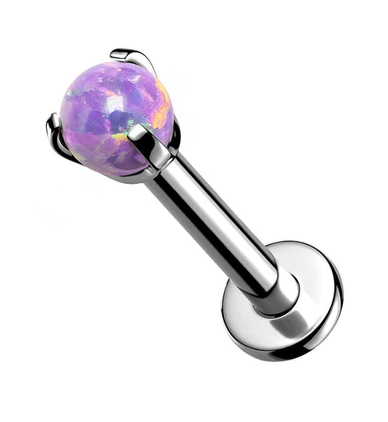 16G Purple Opalite Prong Ball Titanium Labret