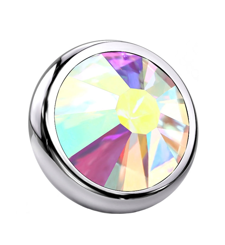 Rainbow Aurora CZ Titanium Bezel End