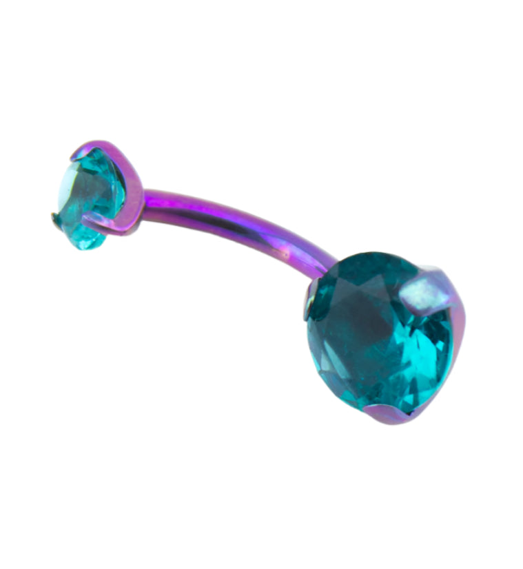 Blurple Titanium Belly Button Ring - Blue Zircon CZ Gem
