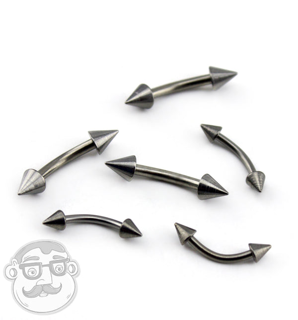 Spiked Titanium Curved Barbell Eyebrow Ring