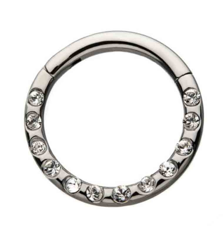 Titanium Hinged Frontal CZ Segment Ring