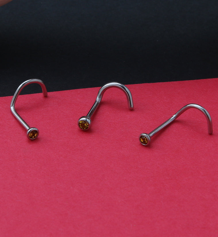 Topaz Gem Nose Screw Ring