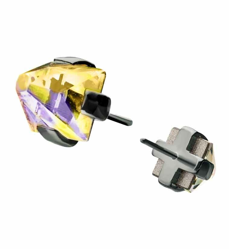 Titanium Threadless Topaz Swarovski Pyramid Top