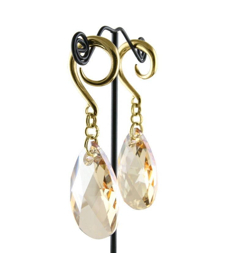 Topaz Swarovski Teardrop CZ Brass Ear Weights