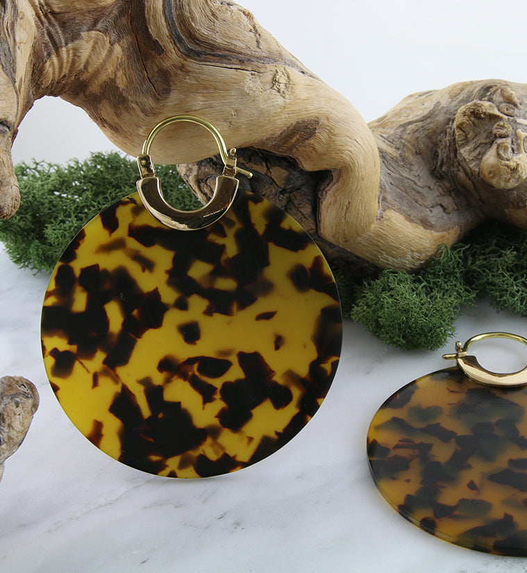 14G Tortoise Acetate Disk Earrings