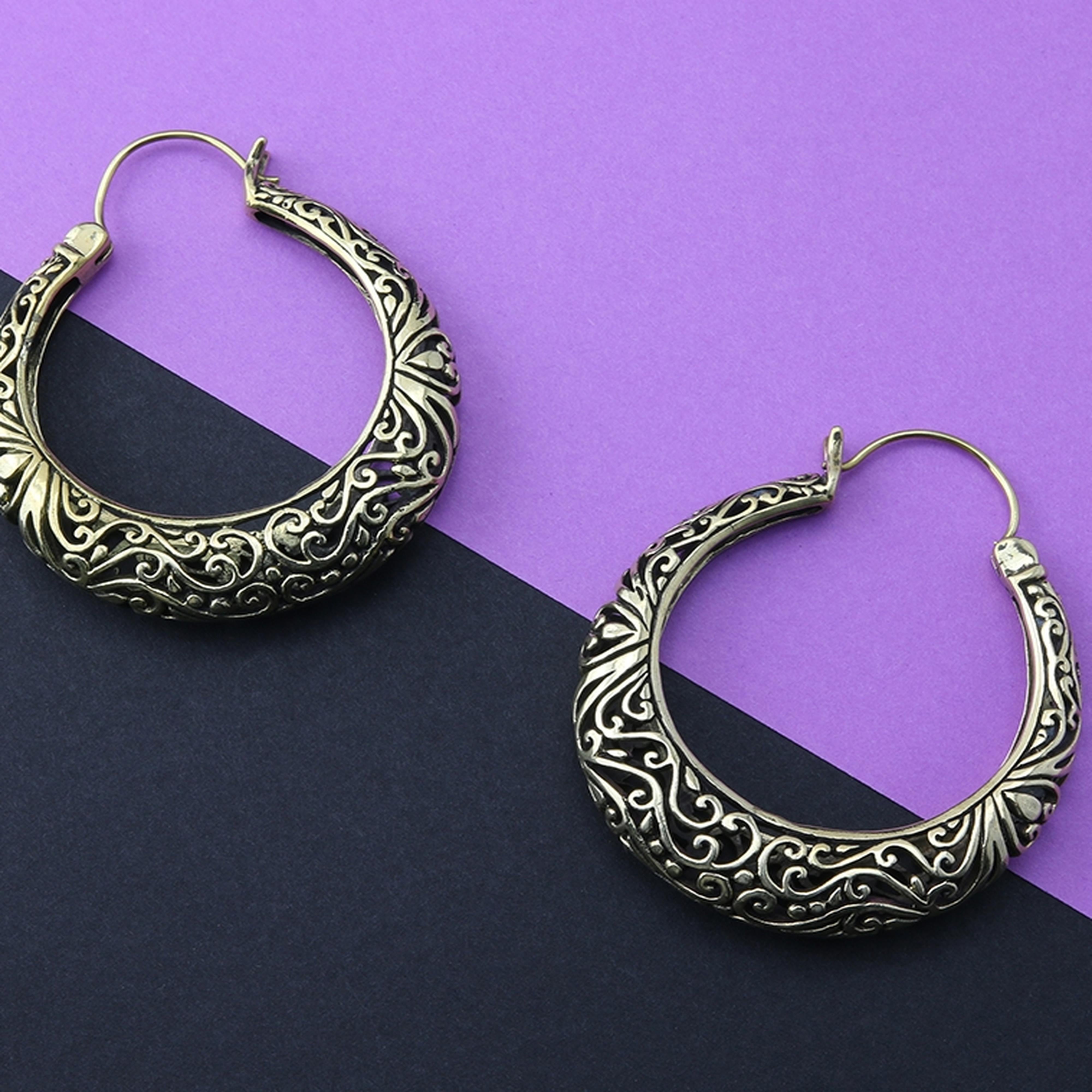 18G Tracery Brass Earrings